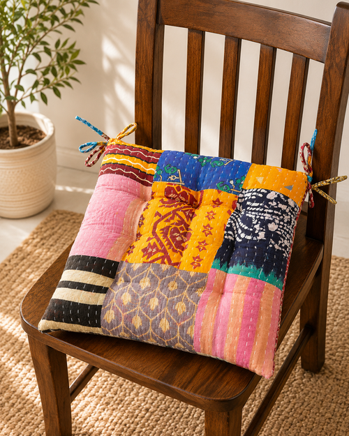 Chair Pad - Kantha handmade Soft chair seat pad garden kitchen Pads 1 Piece (13 Colour Option Available)