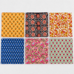 Hand Block Printed Cotton Napkins, Indian Floral Cloth Dinner Napkins 20 Pcs, Reusable Table Napkins, Boho Kitchen Decor, Mixed Assorted Set