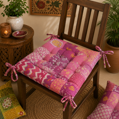 Vintage Purple Patchwork Chair Pad handmade Soft chair pad Cushion Pad Seat Pad 15x15 Inch 1 Pcs