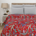 Indian Handmade Red Bird Cotton Quilt