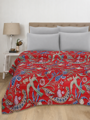 Indian Handmade Red Bird Cotton Quilt
