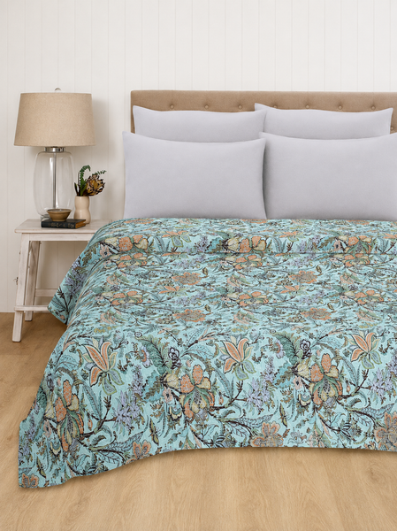 Vintage Floral Kantha 100% Cotton Handmade Quilt