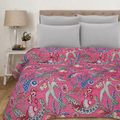 Baby Pink Bird Print Indian Vintage Kantha Quilt Throw