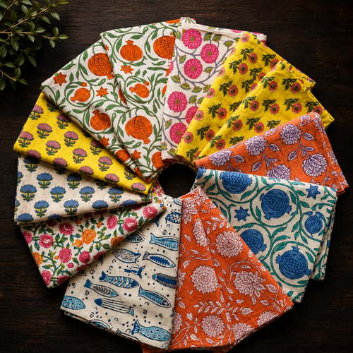 Assorted Cotton Fabric Floral Napkin Lot Of 20 Pcs