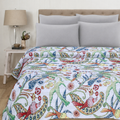 Bohemian Vintage White Bird Quilt Kantha Handmade Quilt