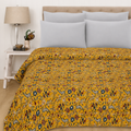 Yellow Floral Vintage Fabric Quilt Throw Bedsheet