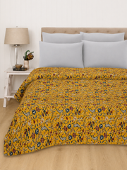 Yellow Floral Vintage Fabric Quilt Throw Bedsheet