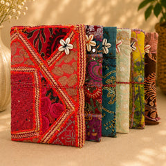 Vintage Sari Patchwork Handmade Journal, Embroidered Indian Fabric Diary, Boho Recycled Textile Notebook, Artisan Writing Gift
