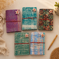 Vintage Kantha Journal Handmade Fabric Notebook 5 Pcs, Recycled Sari Diary, Boho Writing Journal, Indian Textile Notebook, Unique Gift
