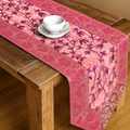 Pink Floral Gold Embroidered Silk Vintage-Style Brocade Table Runner