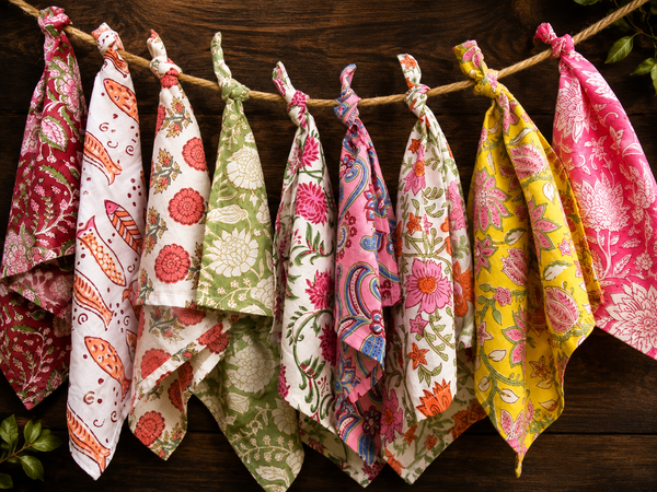 Indian Vintage Kantha Cotton Napkin Lot of 5 Pcs