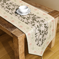 White Floral Table Runner Silk Brocade 14x72 Inch Table Runner