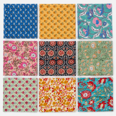 Hand Block Printed Cotton Napkins, Indian Floral Cloth Dinner Napkins 20 Pcs, Reusable Table Napkins, Boho Kitchen Decor, Mixed Assorted Set