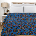 Ikat Print Blue Pure Cotton Quilt Bedspread