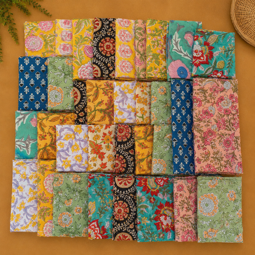 Hand Block Printed Cotton Napkins, Indian Floral Cloth Dinner Napkins, Reusable Table Linens, Boho Kitchen Decor, Mixed Assorted Napkin Set