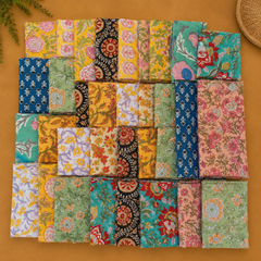 Hand Block Printed Cotton Napkins, Indian Floral Cloth Dinner Napkins, Reusable Table Linens, Boho Kitchen Decor, Mixed Assorted Napkin Set
