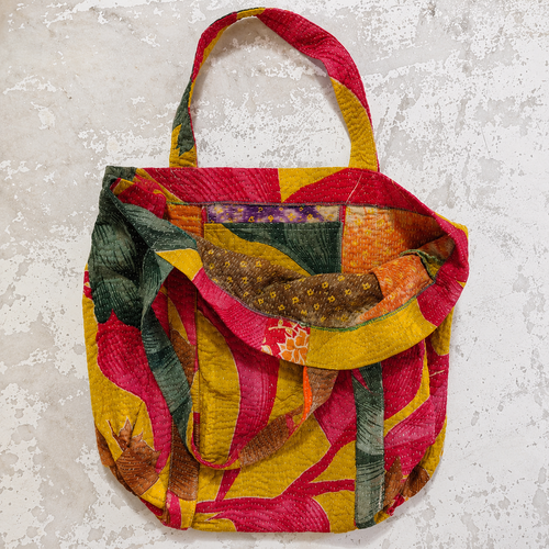 Indian Handmade Kantha quilted Handle Bag  assorted Kantha bag