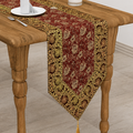 Gold Accented Brocade Table Runner, Elegant Dining, Wedding Decor