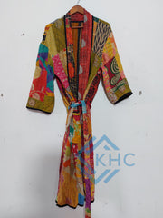 Patchwork Bath Robe | Vintage Kantha Cotton Kimono | Cotton Robe | Night Wear Suit | Long Cotton Robe (13 Colour Option Available)