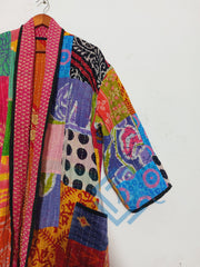 Assorted Vintage Kantha Cotton Patchwork Kimono Long Robe
