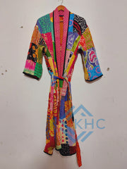 Assorted Vintage Kantha Cotton Patchwork Kimono Long Robe