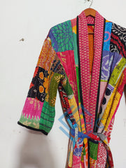 Assorted Vintage Kantha Cotton Patchwork Kimono Long Robe