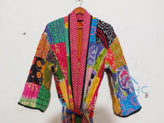 Assorted Vintage Kantha Cotton Patchwork Kimono Long Robe