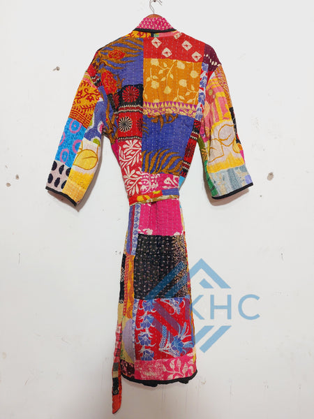 Assorted Vintage Kantha Cotton Patchwork Kimono Long Robe