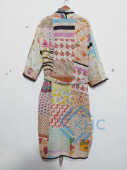 Patchwork Bath Robe | Vintage Kantha Cotton Kimono | Cotton Robe | Night Wear Suit | Long Cotton Robe (13 Colour Option Available)