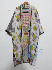 Patchwork Bath Robe | Vintage Kantha Cotton Kimono | Cotton Robe | Night Wear Suit | Long Cotton Robe (13 Colour Option Available)