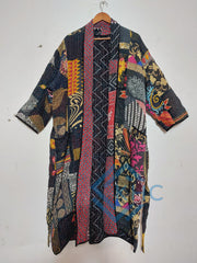 Patchwork Bath Robe | Vintage Kantha Cotton Kimono | Cotton Robe | Night Wear Suit | Long Cotton Robe (13 Colour Option Available)