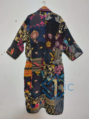 Patchwork Bath Robe | Vintage Kantha Cotton Kimono | Cotton Robe | Night Wear Suit | Long Cotton Robe (13 Colour Option Available)