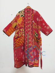 Patchwork Bath Robe | Vintage Kantha Cotton Kimono | Cotton Robe | Night Wear Suit | Long Cotton Robe (13 Colour Option Available)