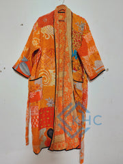 Patchwork Bath Robe | Vintage Kantha Cotton Kimono | Cotton Robe | Night Wear Suit | Long Cotton Robe (13 Colour Option Available)