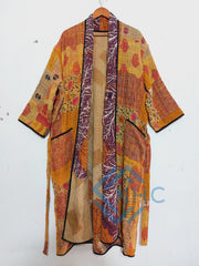 Patchwork Bath Robe | Vintage Kantha Cotton Kimono | Cotton Robe | Night Wear Suit | Long Cotton Robe (13 Colour Option Available)