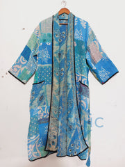 Patchwork Bath Robe | Vintage Kantha Cotton Kimono | Cotton Robe | Night Wear Suit | Long Cotton Robe (13 Colour Option Available)