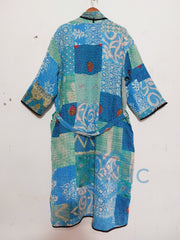 Patchwork Bath Robe | Vintage Kantha Cotton Kimono | Cotton Robe | Night Wear Suit | Long Cotton Robe (13 Colour Option Available)