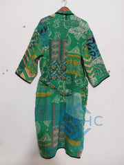 Patchwork Bath Robe | Vintage Kantha Cotton Kimono | Cotton Robe | Night Wear Suit | Long Cotton Robe (13 Colour Option Available)