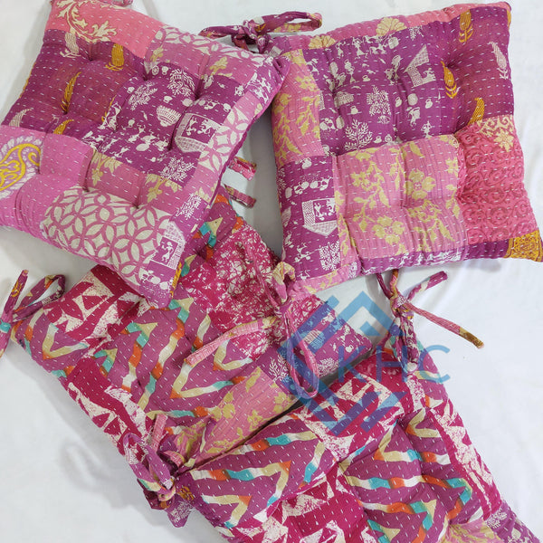 Vintage Purple Patchwork Chair Pad handmade Soft chair pad Cushion Pad Seat Pad 15x15 Inch 1 Pcs