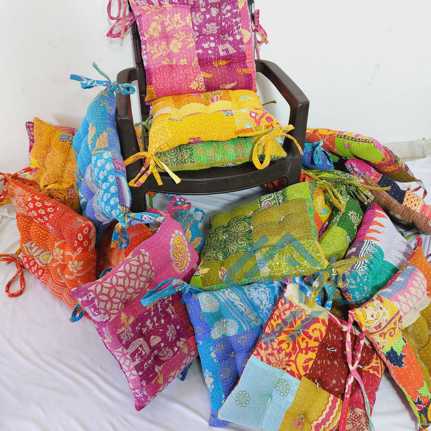 Chair Pad - Kantha handmade Soft chair seat pad garden kitchen Pads 1 Piece (13 Colour Option Available)