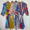 Mix Assorted Indian Vintage Recycled Cotton Saree Kimono Robe 5 Pcs