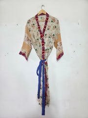 Mix Assorted Indian Vintage Recycled Cotton Saree Kimono Robe 5 Pcs