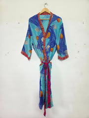 Mix Assorted Indian Vintage Recycled Cotton Saree Kimono Robe 5 Pcs