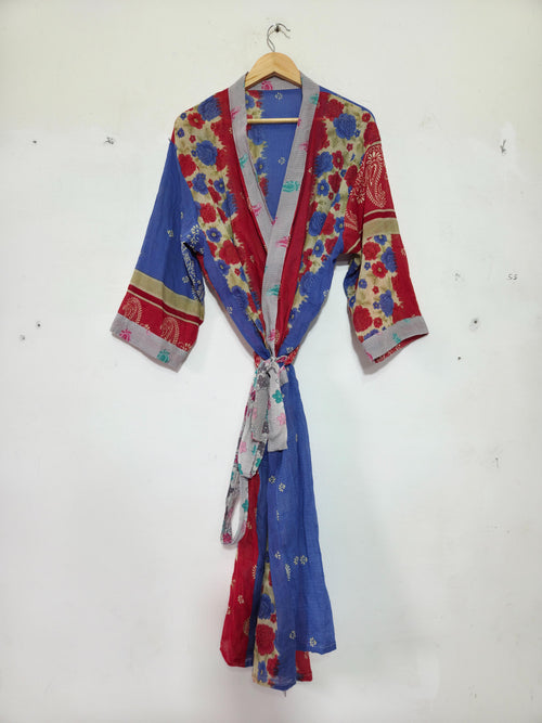 Mix Assorted Indian Vintage Recycled Cotton Saree Kimono Robe 5 Pcs