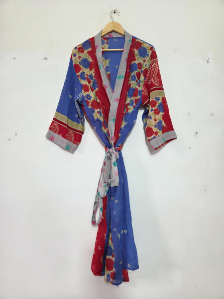 Mix Assorted Indian Vintage Recycled Cotton Saree Kimono Robe 5 Pcs