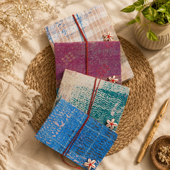 Vintage Kantha Journal Handmade Recycled Cotton Notebook 5 Pcs, Indian Fabric Diary, Boho Patchwork Journal, Unique Travel Writing Gift