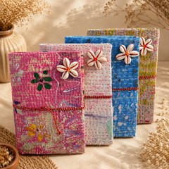 Vintage Kantha Journal Handmade Recycled Cotton Notebook 5 Pcs, Indian Fabric Diary, Boho Patchwork Journal, Unique Travel Writing Gift