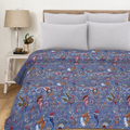 Indian Vintage Fabric Mukut Print Blue Quilt