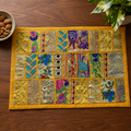 Vintage Handmade Embroidered Yellow Placemat Set Of 4 Pcs