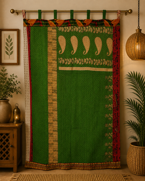 Vintage Kantha Handmade 100% Cotton Fusion Curtains